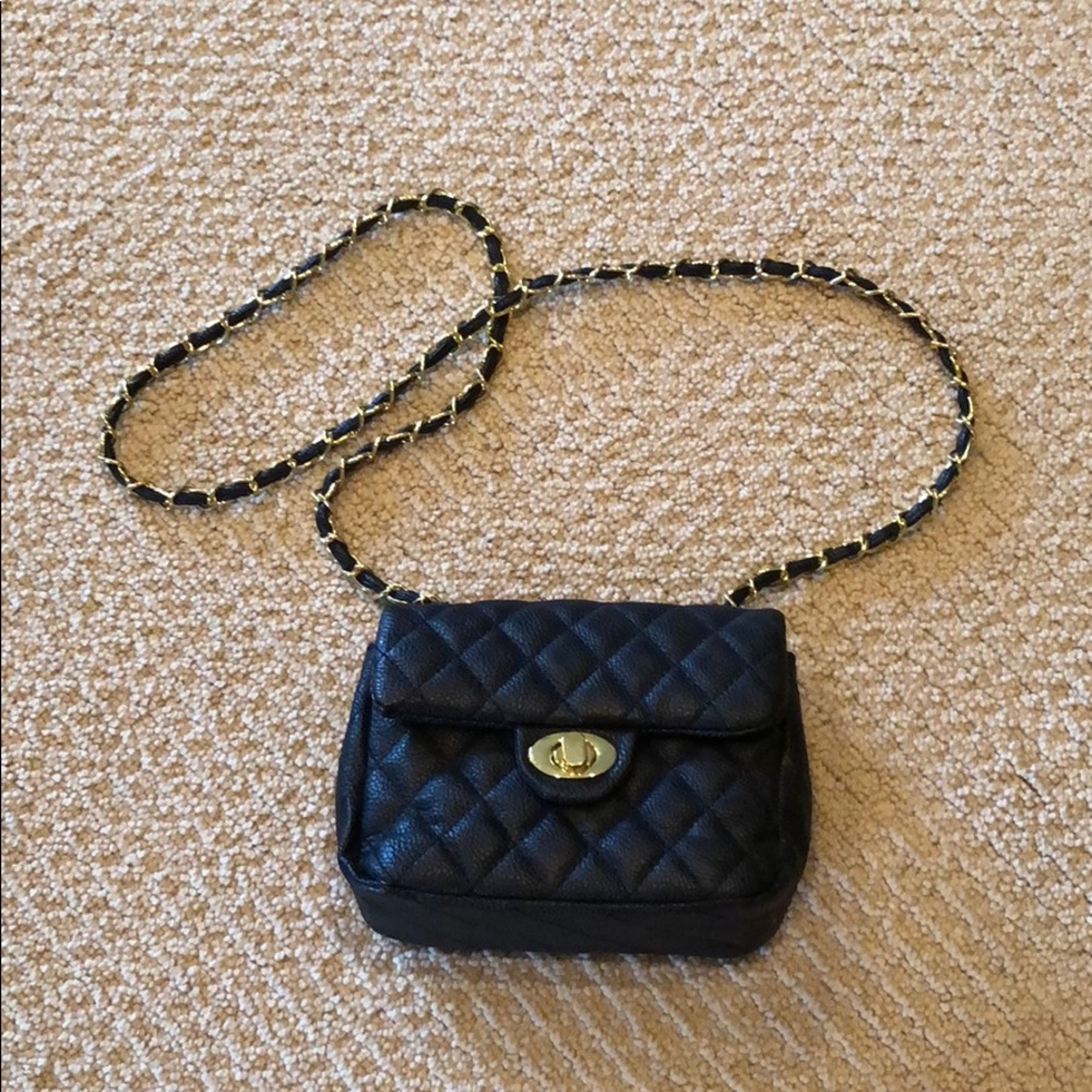 Black quilted satchel